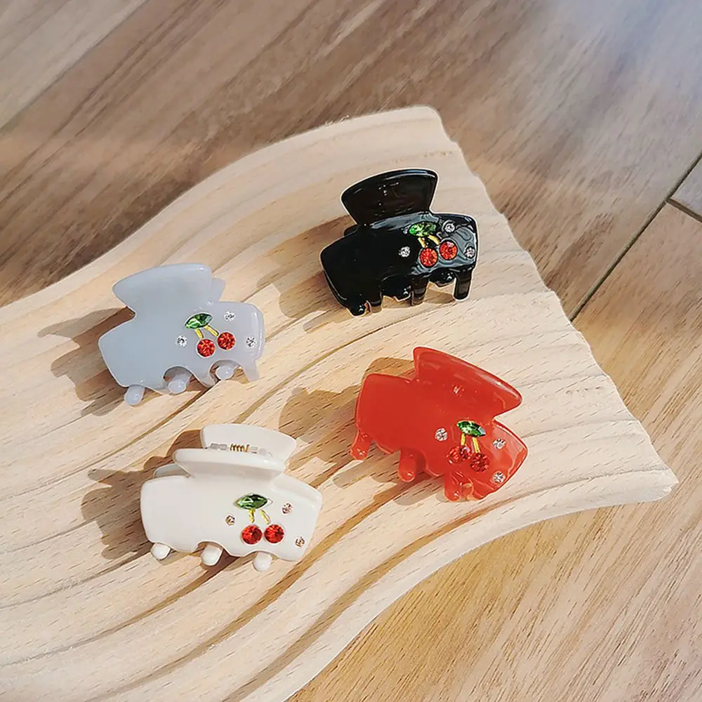 Vintage Acrylic Rhinestone Hair Accessories Women Hairpin Hair Claws Headwear Cherry Hair Clip