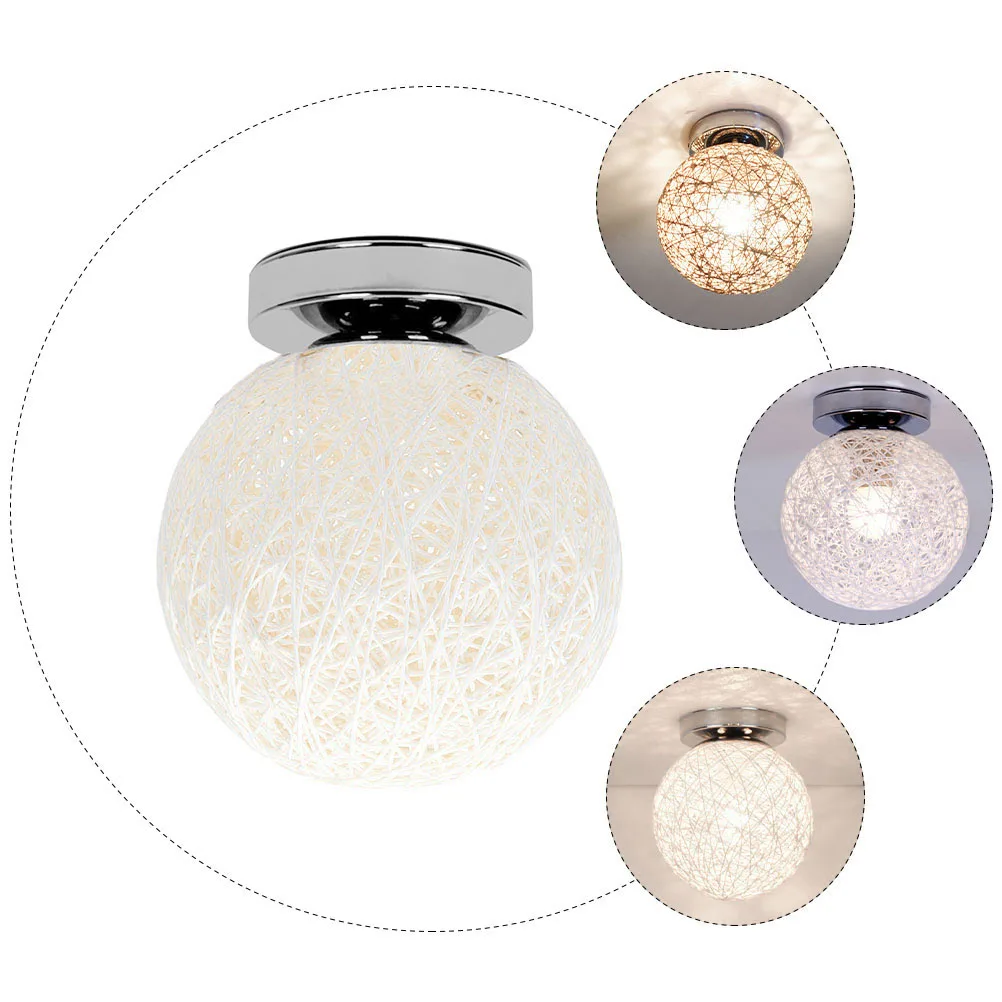 

1PC Spherical Rattan Ceiling Lamp 15cm Yellow Bedroom Balcony Corridor Study Artistic Durable Modern Design Large Irradiation