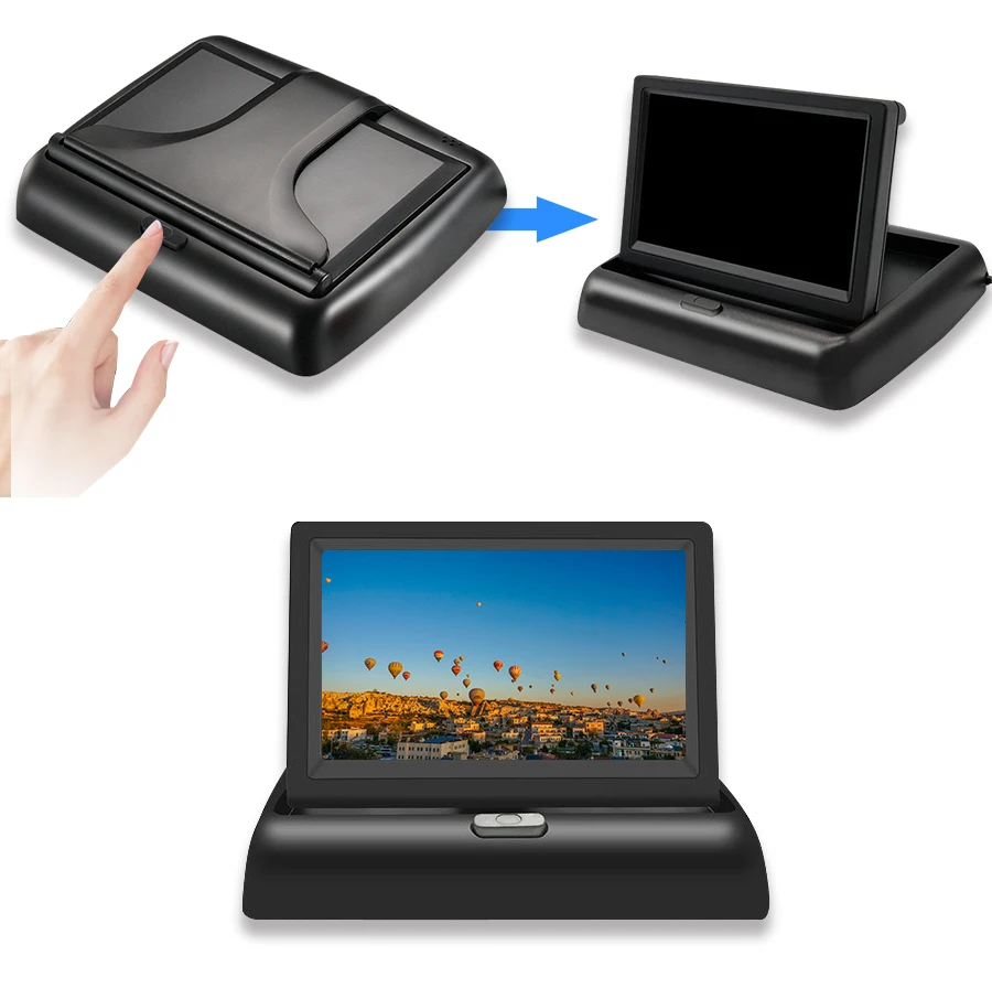 Acceo Rückfahrkamera für Autos mit 5-Zoll-Klapp-LCD-HD-Monitor, Nachtsicht-LED-Rückfahrkamera, einfache Installation, Parksystem – Detail 1