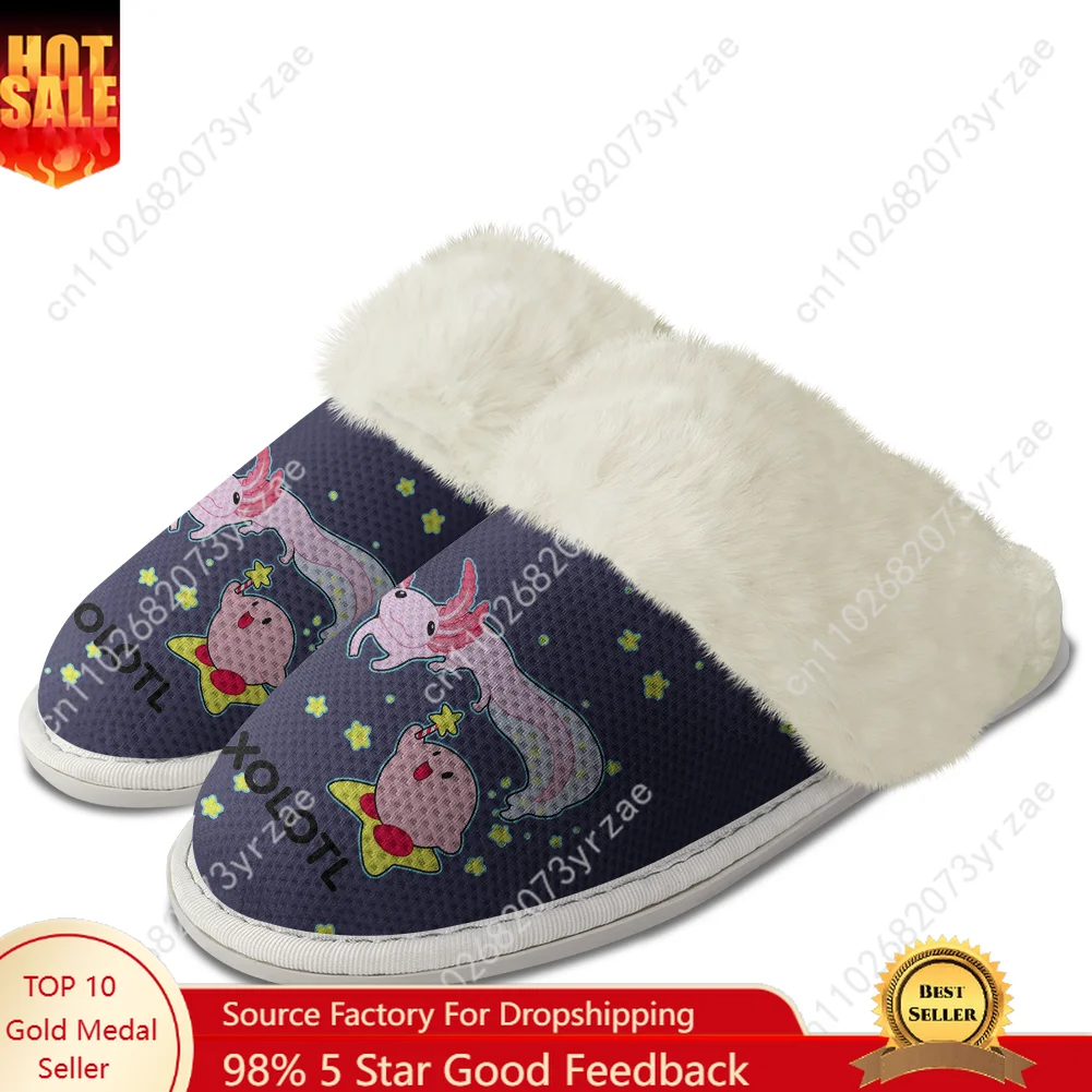 

Axolotl Plush Edge Warm Shoes Mens Womens Home Casual Slipper Bedroom Thermal Cotton Lightweight Fashion Shoe Custom Slippers