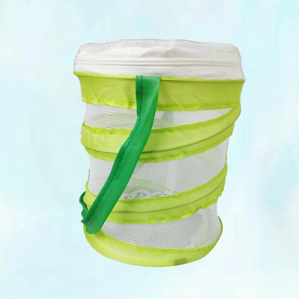 

15x14cm Green Small Size Foldable Cage Portable House Dragonfly Cage Outdoor Nature Exploration Toys with Handle for Children