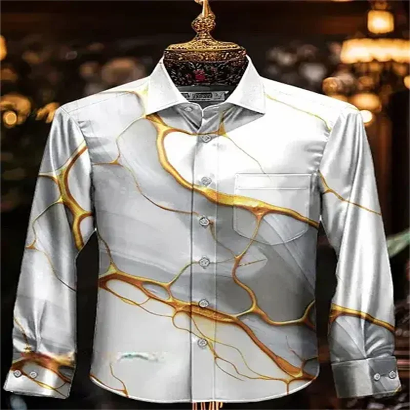 Hawaiian classic top with 3D pattern for men, geometric retro pattern, comic top shirt with verano, 70s style