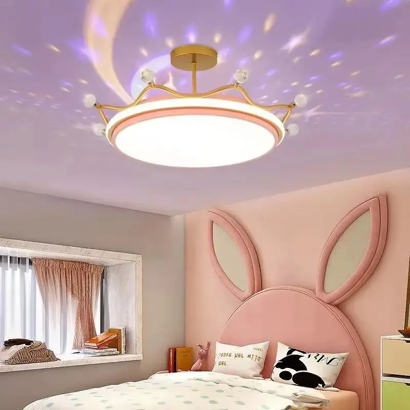 

Dimmable Starry Sky Ceiling Light Crown Ceiling Chandelier For Boys and Girls Bedroom Home Decor Lamp Cartoon Colorful Furniture