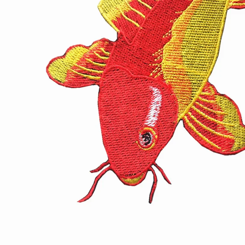 FZdiy Iron on Koi Fish Patches for Clothing DIY T-shirt Applique Embroidery Cloth Patch Stickers Badge