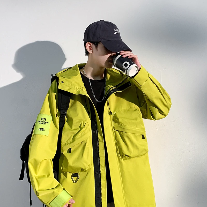 

Outdoor Workwear Sle Men's Jaet Windbreaker Coat Hooded Casual Versatile Japanese Brand HE Stand Fit Four Seasons Use