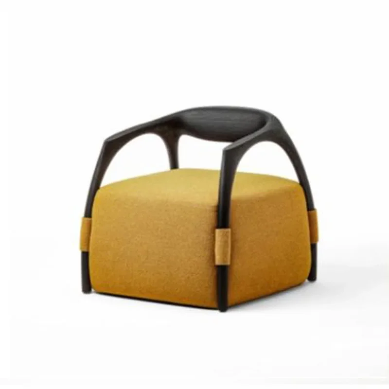 

A New Chinese light luxury single sofa chair creative solid wood leisure chair hotel cafe reception negotiation chair