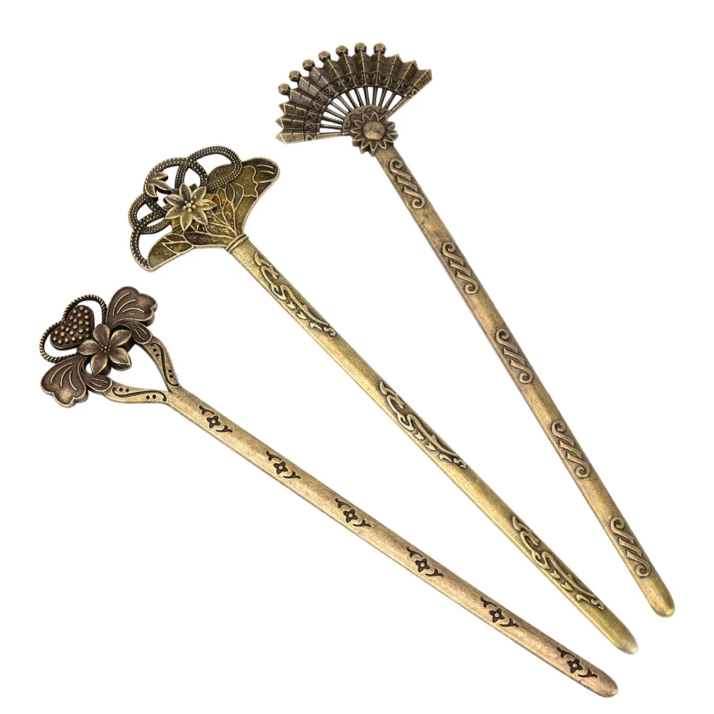 3-częściowe spinki do włosów Klipsy dla dziewczynek Alloy Stick Women Chopstick Flower Hairpin Bookmark