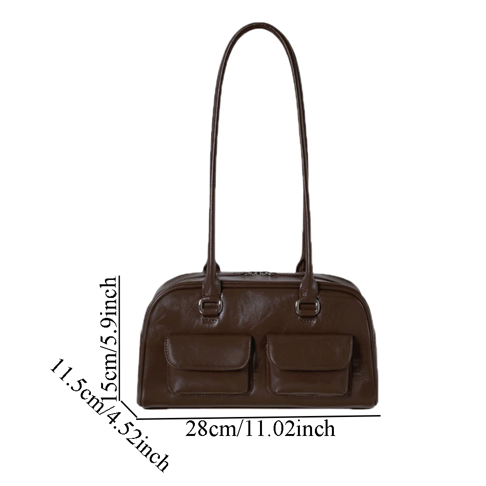 Bolso de hombro de negocios Vintage para mujer, bolso de mano Simple para viaje, bolso de axilas femenino de cuero Pu, bolsos grandes Burdeos 