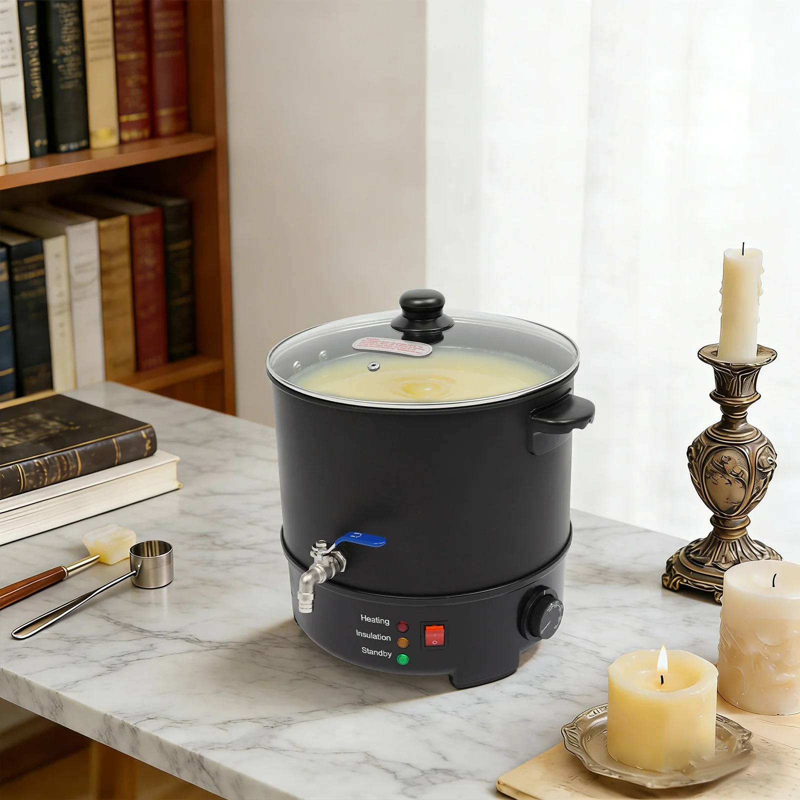 

10L Electric Wax Melting Pot, 201 Stainless Steel Wax Melter, Temp Adjustable 122-212℉, Large Commercial Wax Melting Machine