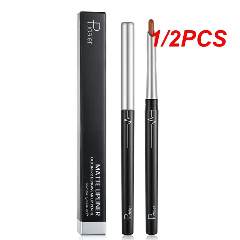 1/2 pz rossetto opaco impermeabile Lipliner labbra trucco matita matita labbra idratante alta resa cromatica 2-in-1 colore ricco