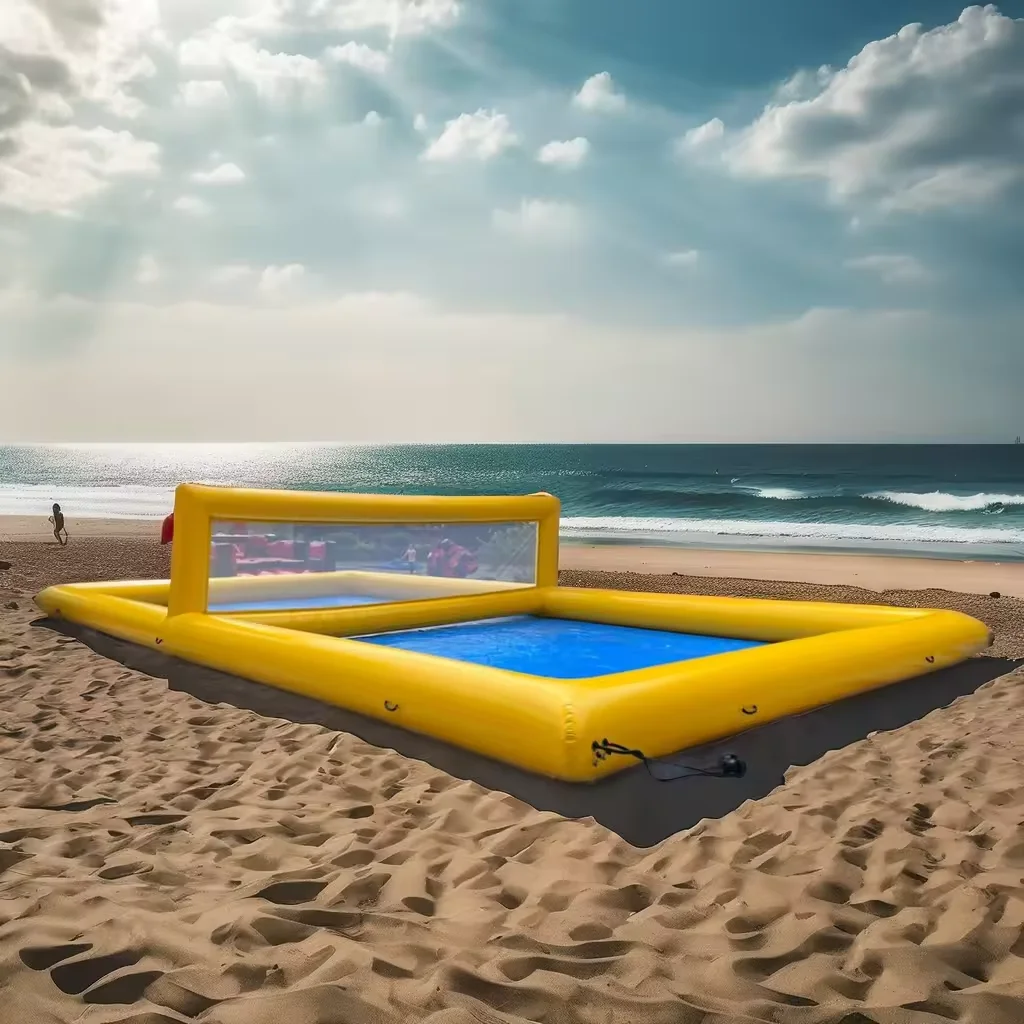 

2026Factory Customized Large Inflatable Volleyball Court Water Game Party Rental Features Free logo Printing Basketball Football