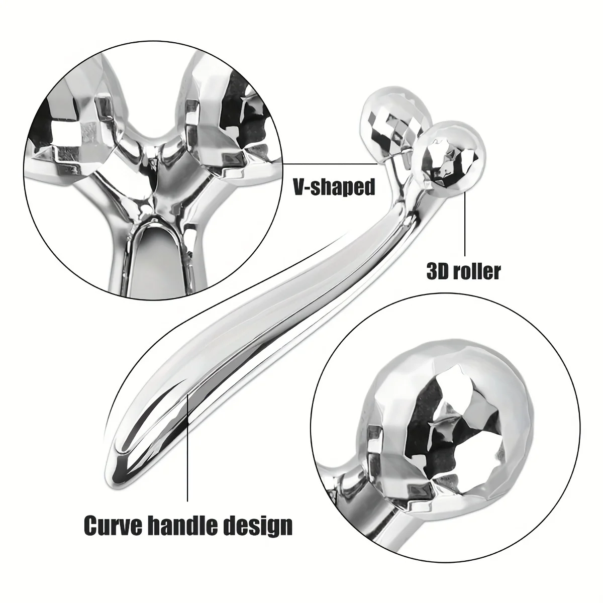 مجموعة العناية بالوجه، بما في ذلك أداة غوا شا للوجه من الفولاذ المقاوم للصدأ مع وظيفة تدليك دوارة ثلاثية الأبعاد ومدلك للعين
