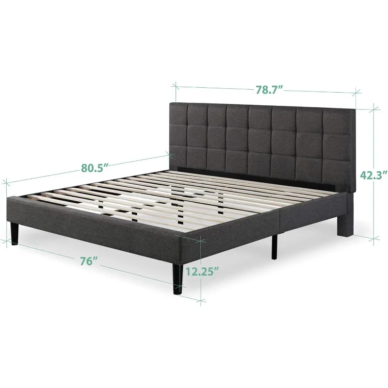 ZINUS Lottie Upholstered Platform Bed Frame, Mattress Foundation, Wood Slat Support, No Box Spring Needed, Easy Assembly