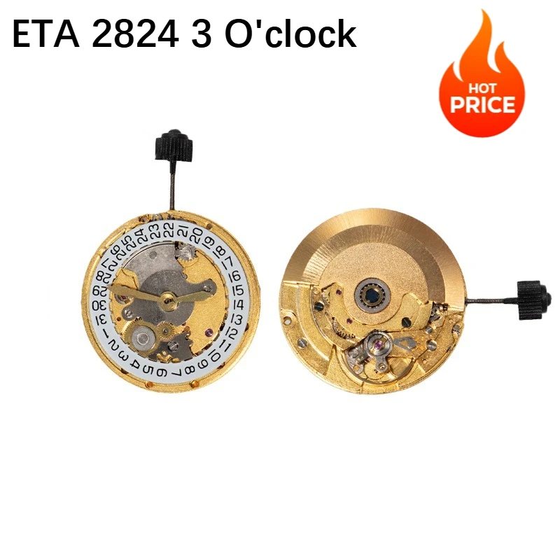 For ETa 2824 Movement 3 O'clock Replacement Mechanical Automatic Movement Date Display Watch Repair Tool Gold