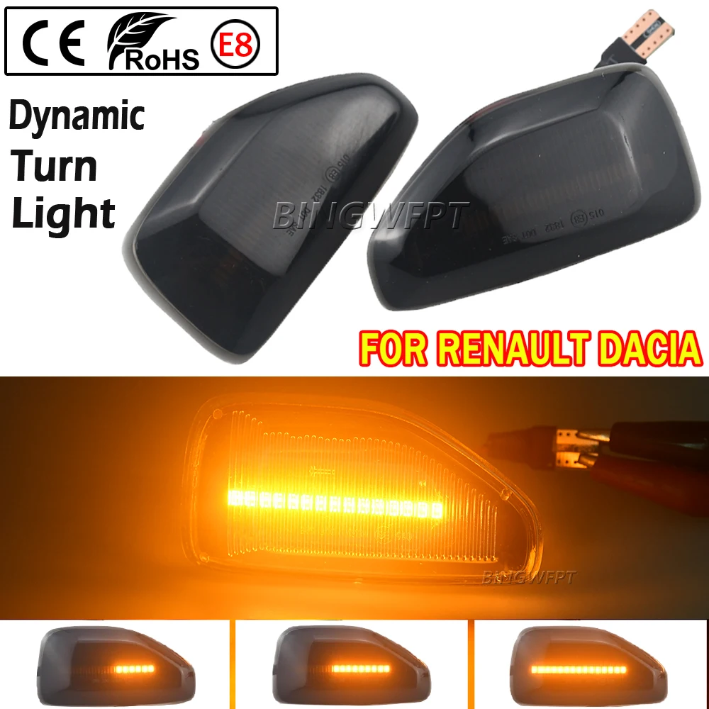 2x Led Dynamic Turn Signal Lights Side Marker For Dacia Sandero 2 Logan 2 Duster 2 Renault Stepway