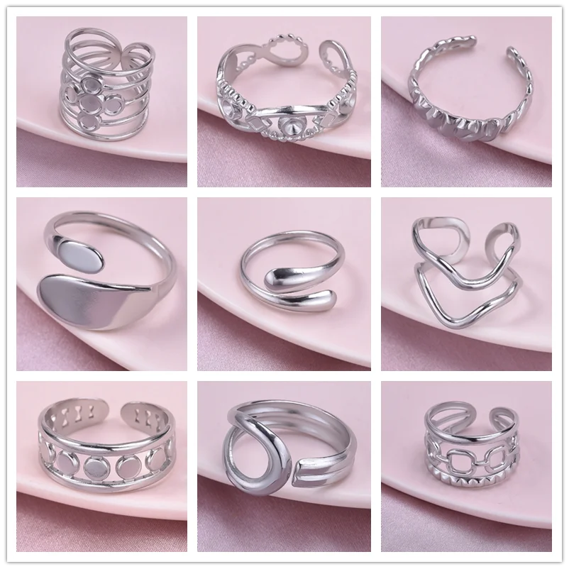 Anillo con apertura ajustable geométrico de Metal de acero inoxidable para hombre y mujer, anillo de fiesta minimalista resistente a la decoloración, regalo de joyería, 6 uds.