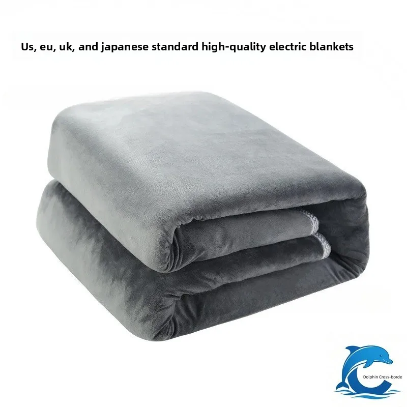 For 110V Grey Electric Heated Blanket, US/EU/UK/JP Plug, 1.5m 1.8m Single Double King Dual Zone Control Heating Mattre