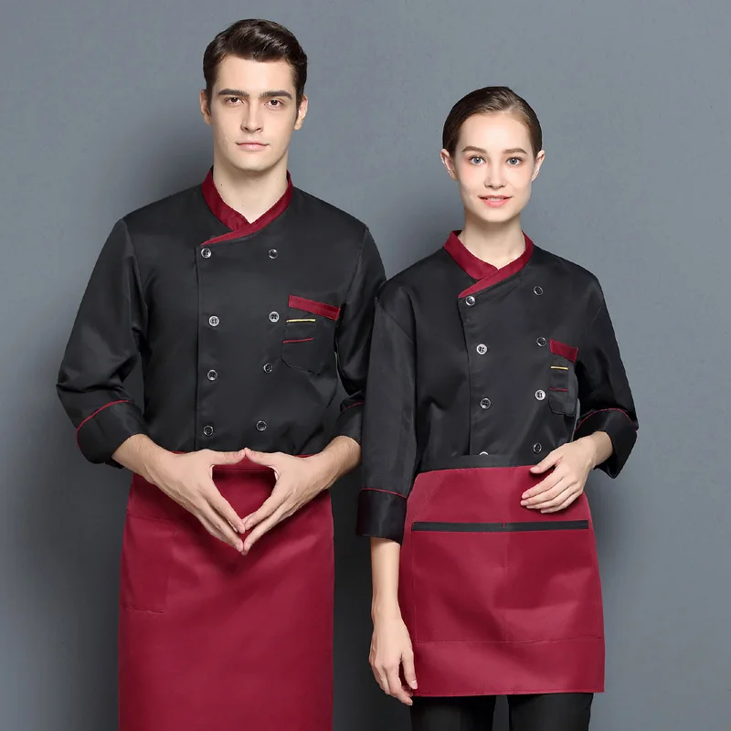 Jaqueta Chef para Homens e Mulheres, Trabalho Ddresses, Camisa Uniforme, Catering Restaurante Equipamento, Uuniforme de Cozinha, Cook Female Costume, Cook Roupas