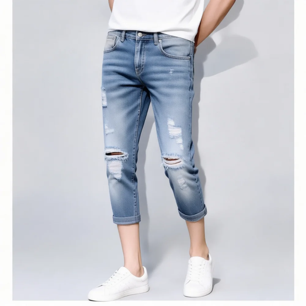 กางเกงยีนส์ผู้ชายทรงสลิมฟิตแบบ - Street Fashion Jeans บทวิจารณ์และราคา