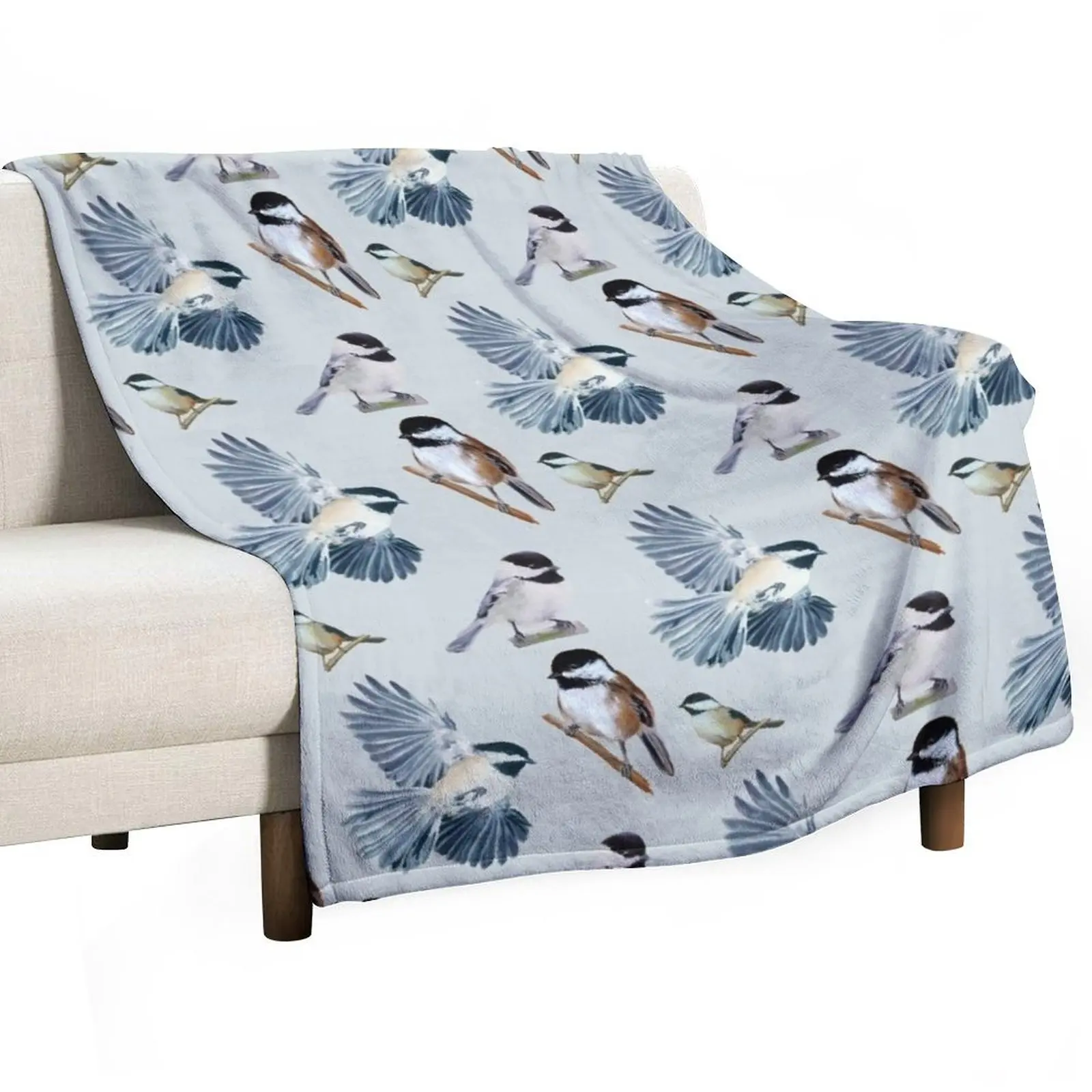 Chickadee Sticker set & pattern (mirrored) Throw Blanket bed plaid Multi-Purpose for sofa Decorative Throw Tourist Blankets