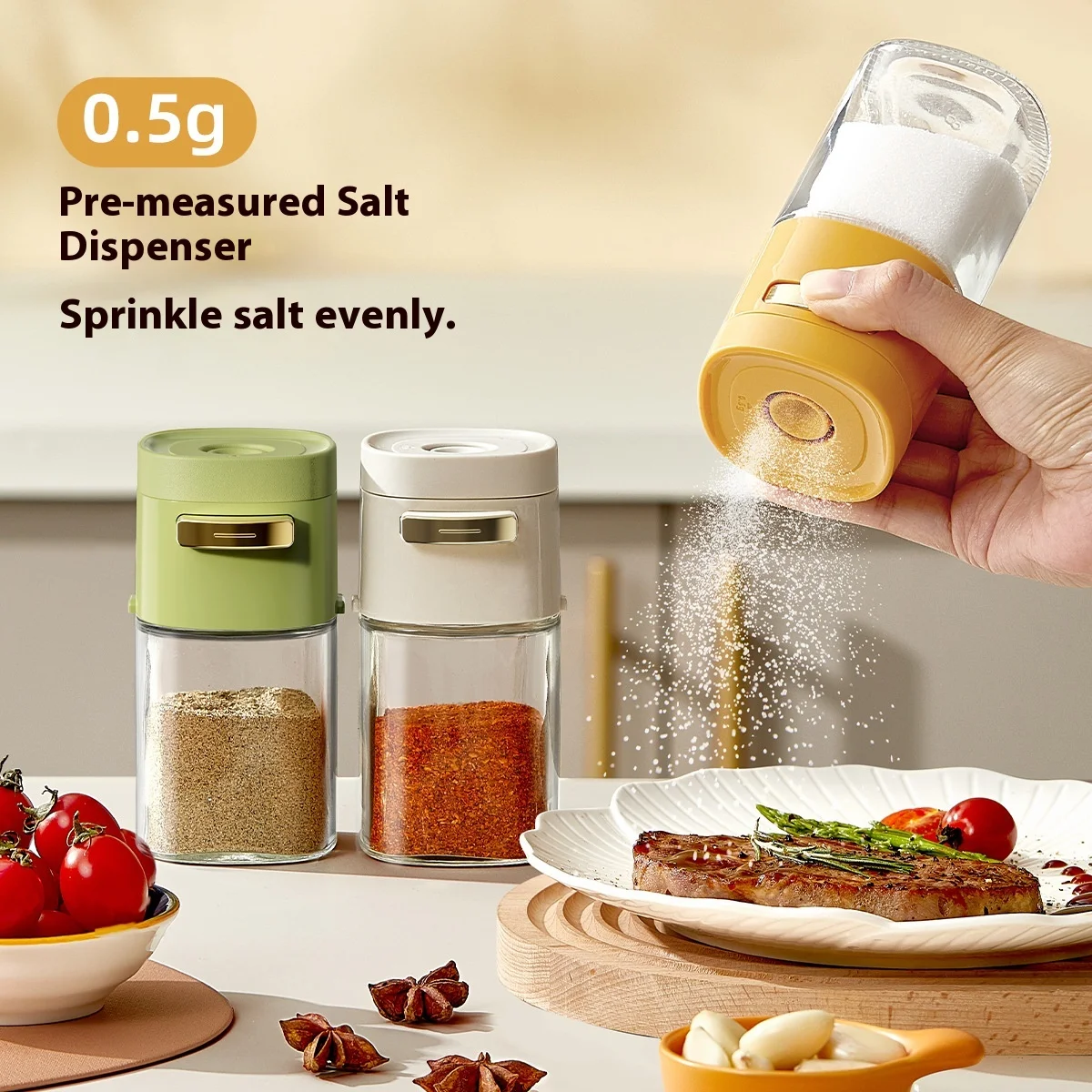

Home Kitchen Quantitative Salt Shaker Seasoning Bottle Set with Control Device Spice Box And Salt Dispenser for Cooking