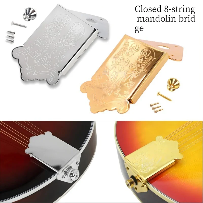 Eight-string Mandolin Closed-type Bridge for Stringing, Mandolin Tailpiece Set, Stable Bridge for Bearing Weight, Rich Tone
