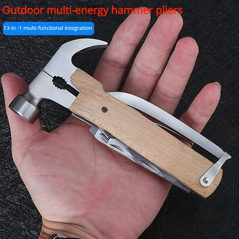 

Outdoor Survival Camping Folding Hammer Multifunctional Pliers Claw Hammer Stainless Steel Tool With Sheath For Hunting Hiking