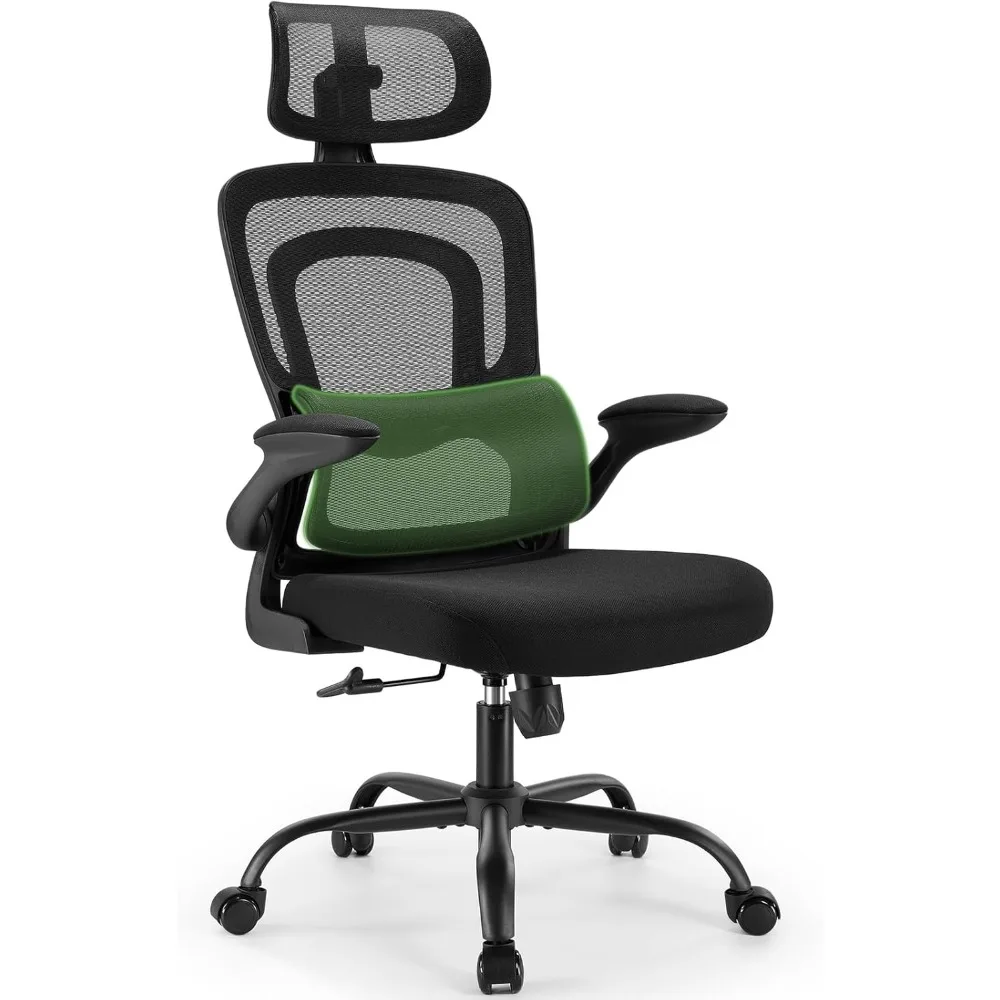 

Office Chair Ergonomic-Desk Chair: High Back Mesh Office Chair with Lumbar Support,Flip-Up Armrests&2D Headrest,Gaming Chair wi