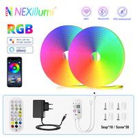 10M RGB Smart WIFI Neon LED Strip Light Compatible with Alexa, 12V 108leds/m Waterproof Music Sync DIY Tape Controlled by APP