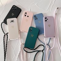 Crossbody Lanyard Silicone Phone Case For Xiaomi Mi Poco X3 Pro X5 X4 M4 Pro 4G 5G X2 M3 F3 F4 GT C40 C3 X3Pro Love Heart Cover