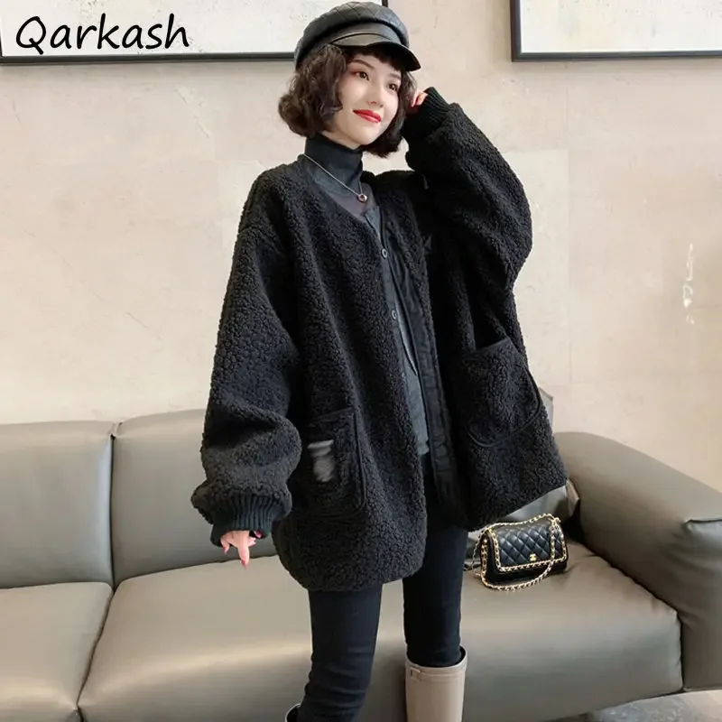 

Jackets Women Autumn Femme Outwear Pure Color Elegant V-neck Ins Mujer Casual Korean Version Soft 2021 New Collection Popular