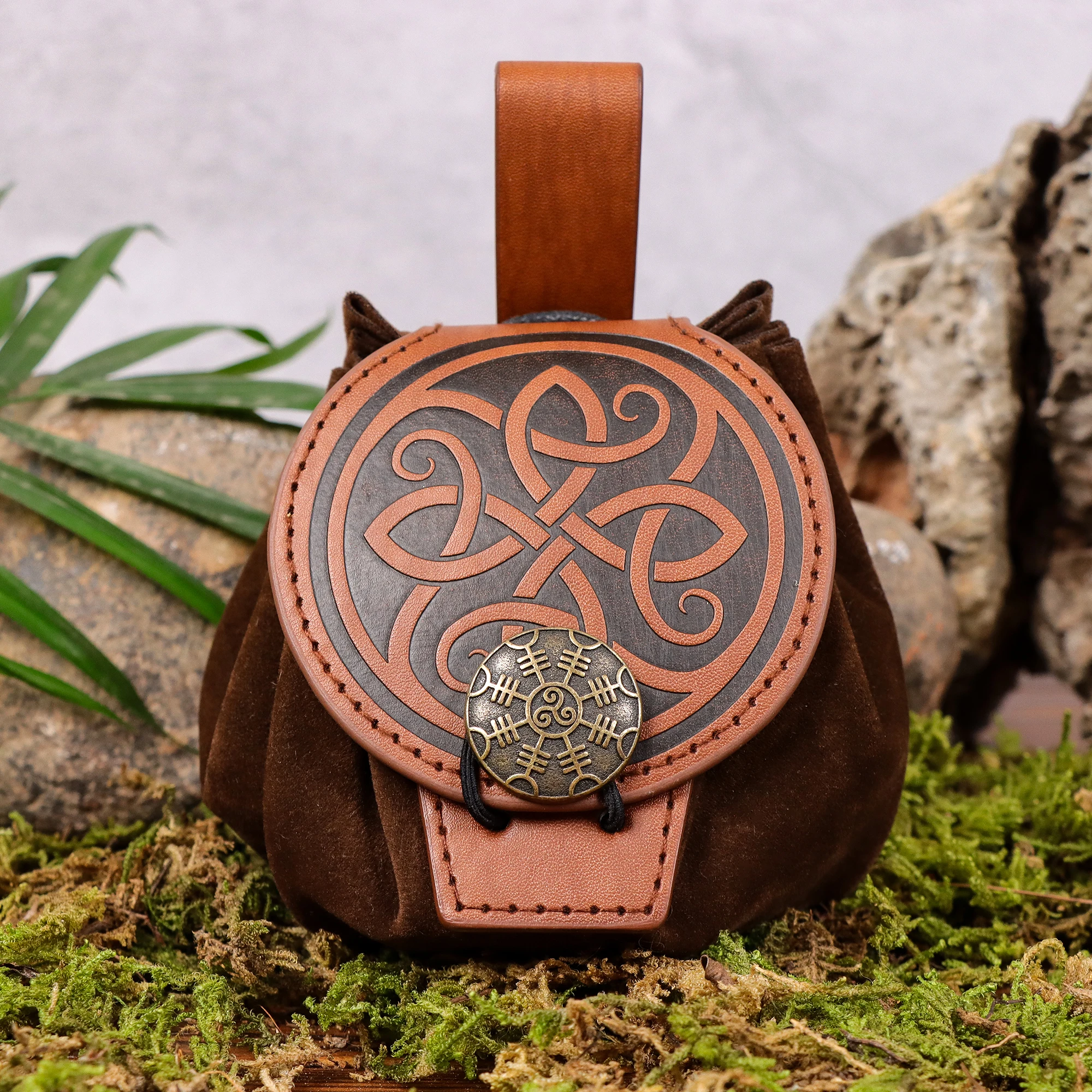 حقيبة برباط من الجلد الصناعي العتيق من العصور الوسطى، خفيفة الوزن محمولة لـ LARP، ملحقات مهرجان عصر النهضة القوطي القديم