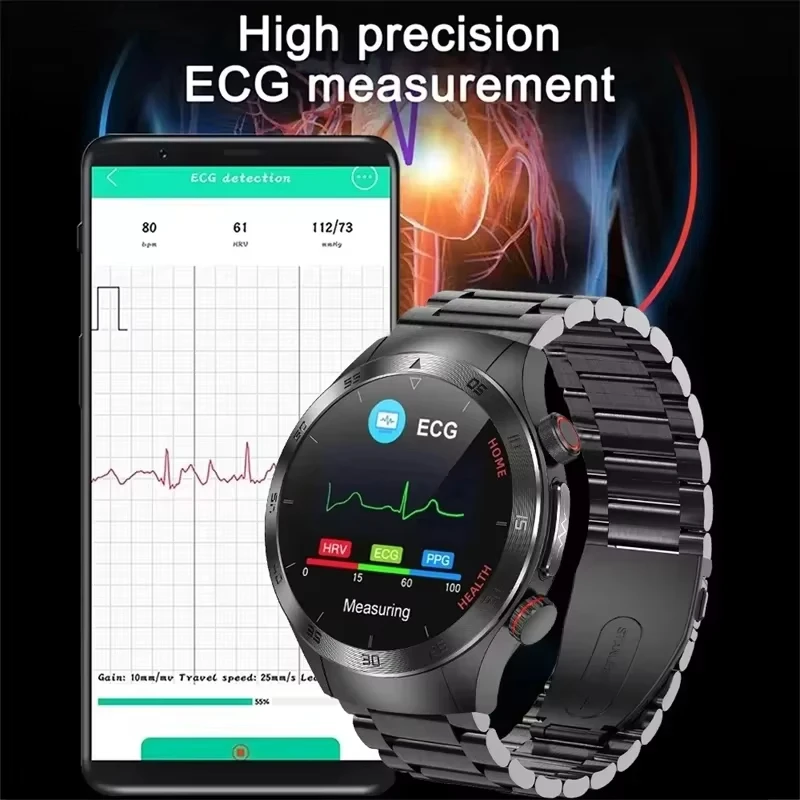 ECG+PPG Laser Therapy Smartwatch Health Monitor Blood Lipids Heart Rate Uric Acid Tracking Monitoring Men Smartwatch For Xiaomi
