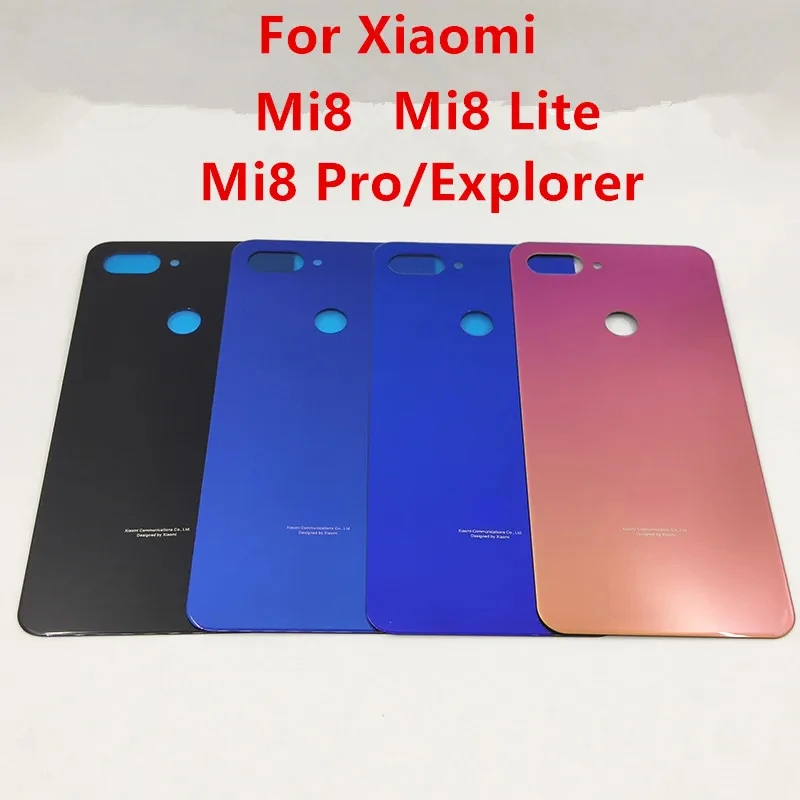 Real Housing For Xiaomi Mi 8 Explorer Mi 8 Lite Glass Battery Cover Repair Back Door Phone Rear Case   Logo