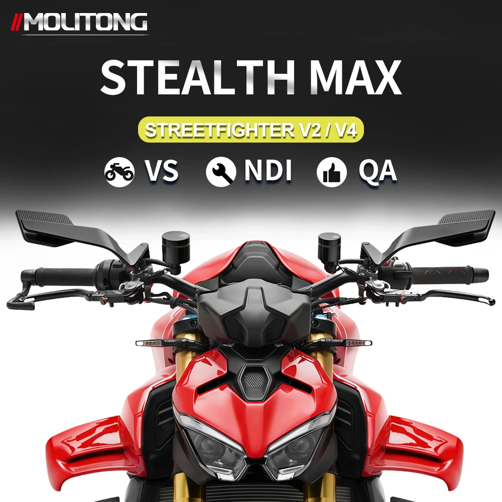 

Adjustable Stealth Max Mirrors Motorcycle Accessories for Ducati Streetfighter V2 V4 S 2023-2025 Rotatable Mirror to Rotate