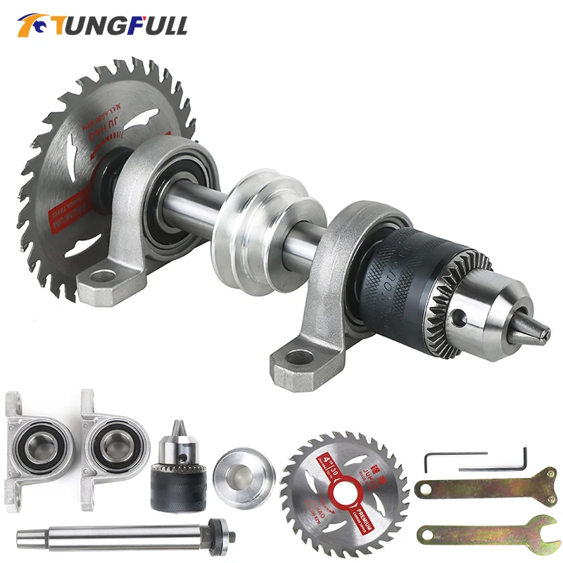 

Cutting Machine Spindle Bearing Seat Bench Saw DIY Woodworking Cutting Rotary Lathe Cutting Spindle Chuck Drill Chuck Set