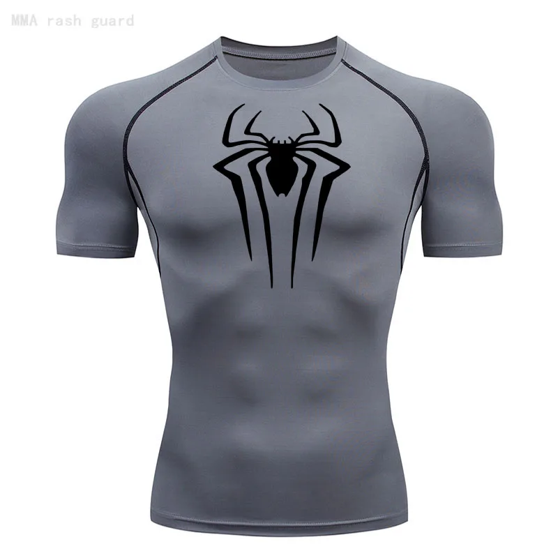 The New Short Sleeve Men's T-Shirt Summer Breathable Quick Dry Sports Top Bodybuilding Track suit Compression Shirt Fitness Men