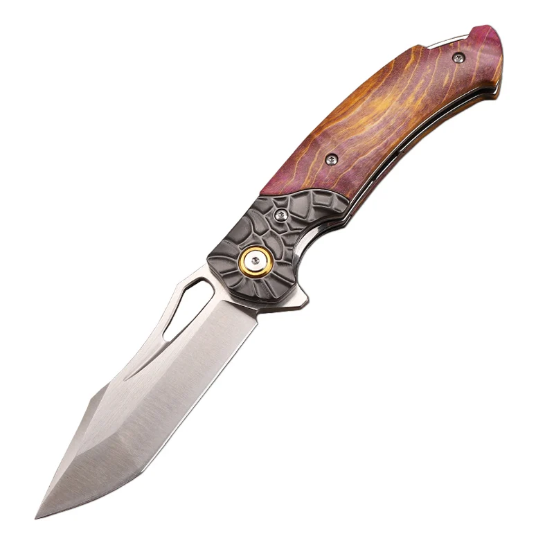 M390 Powder Steel Stable Wooden Handle Survival Camping Fruit Outdoor Self-Defense Carrying Foldable EDC Knife