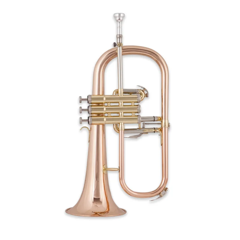 B Flat Phosphor Copper Silver Plated Flugelhorn Brass Band Music for Beginner's Grade Examination Playing Trumpet