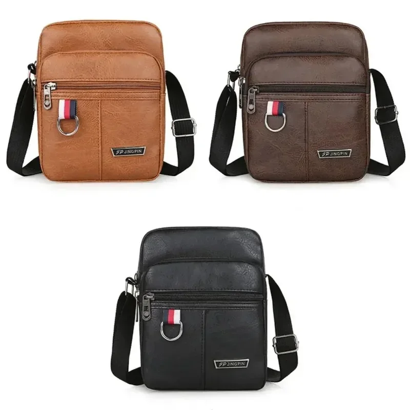 Men's PU Leather Shoulder Bag Large Capacity Chest Bag Casual Solid Color Crossbody Bag for Men Daily Use Work Office Travel.
