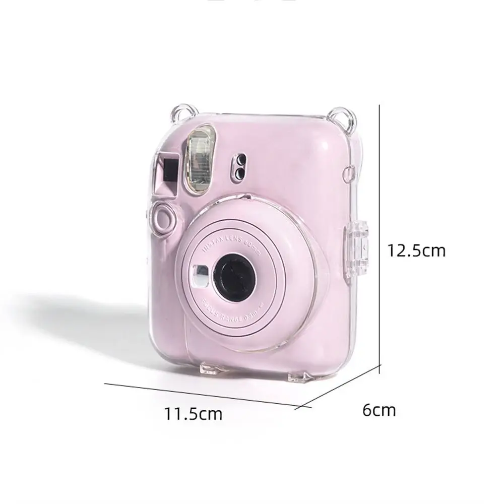 For Fujifilm Instax Mini 12 Transparent Photo Film Storage Bag Camera Case Cover Travel Shoulder Bag with Cute Sticker