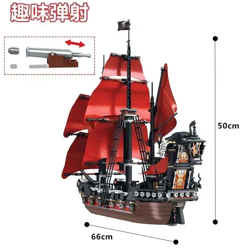 Black Ship Pearl Compatible With Pirates Model Ships Building Blocks Boys Birthday Gifts Kids Toys 16006 4195