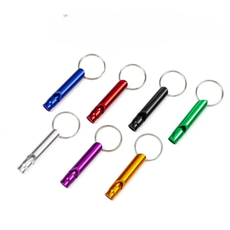 Mini Size Outdoor Survival Emergency Multifunction Metal Whistles With Keychain Keyring For Team Gifts