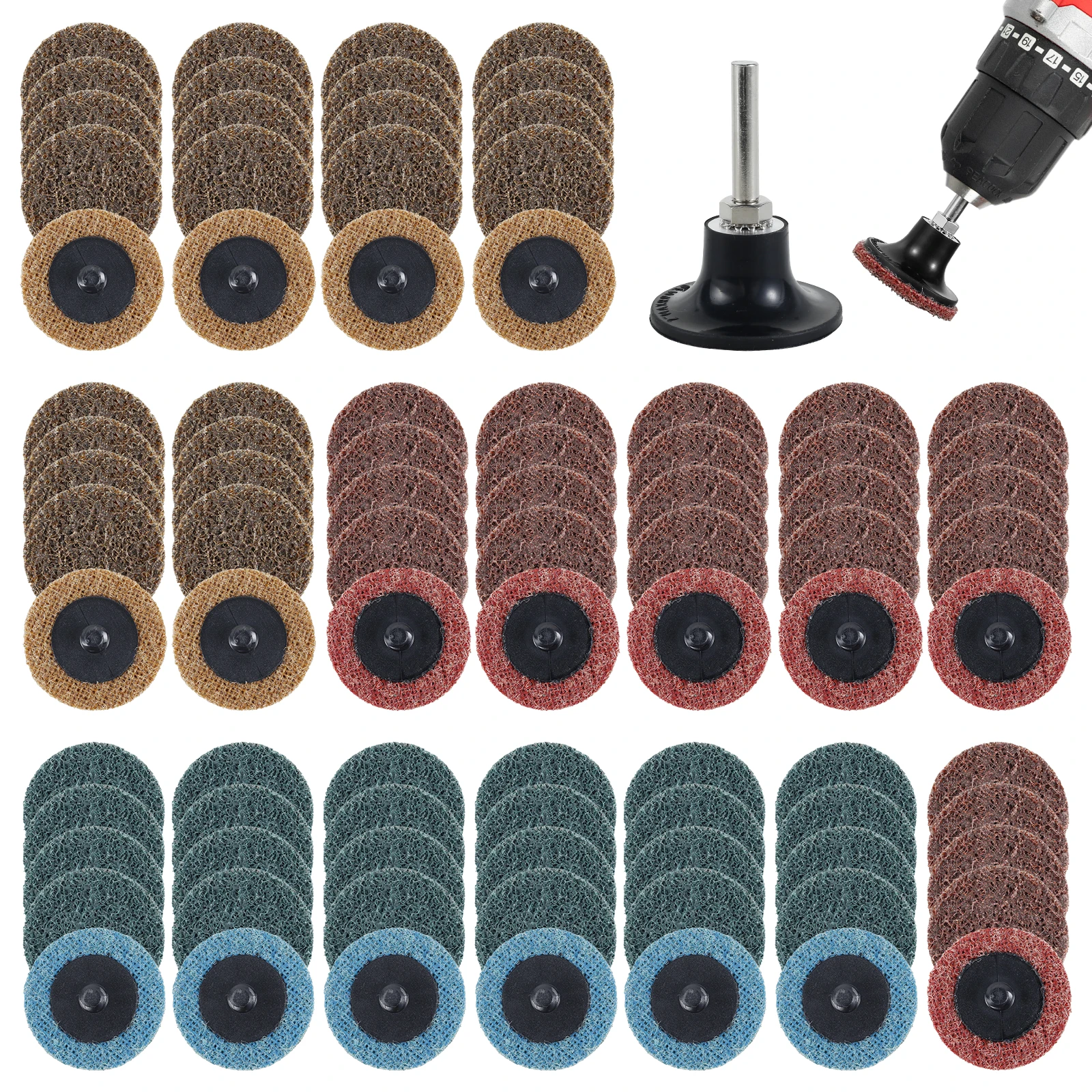 

90Pcs Nylon Sanding Discs Set 2inch Quick Change Die Grinder Sanding Wheel with 1/4inch Holder Fine Medium Coarse Wear-Resistant