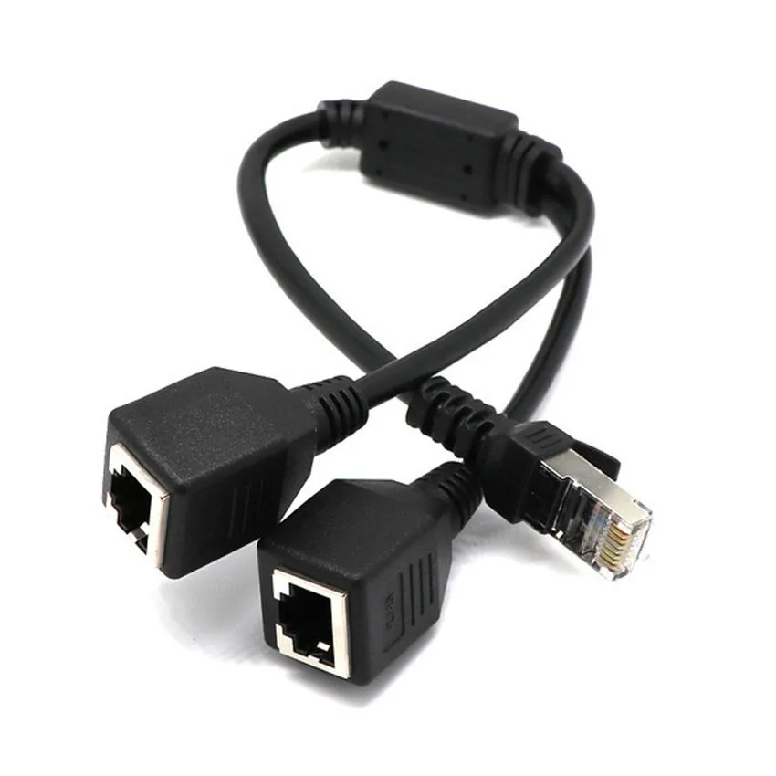 1pc RJ45 Ethernet Splitter Cable 1 Male to 2 Female LAN Ethernet Socket Connector Adapter