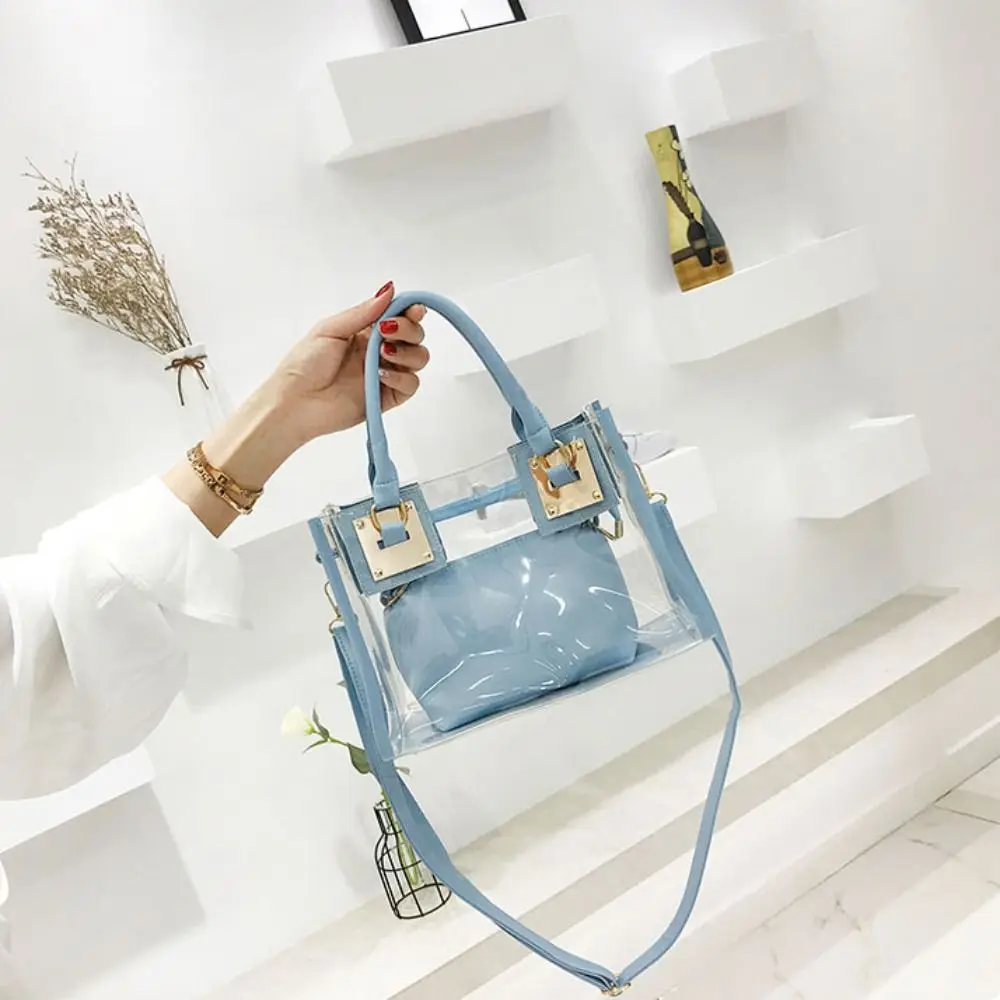 Transparent Jelly Crossbody Bag PVC Designer Square Summer Beach Handbag Large Capacity Adjustable Strap Shoulder Messenger Bag