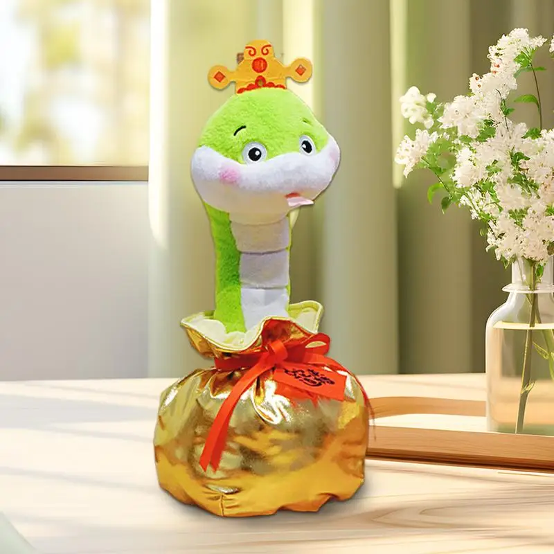 Snake Year Plush Cute Singing Snake Stuffed Animal Chinese Snake Toy Soft 2025 Chinese New Year Snake Decorations Stuffed Snake