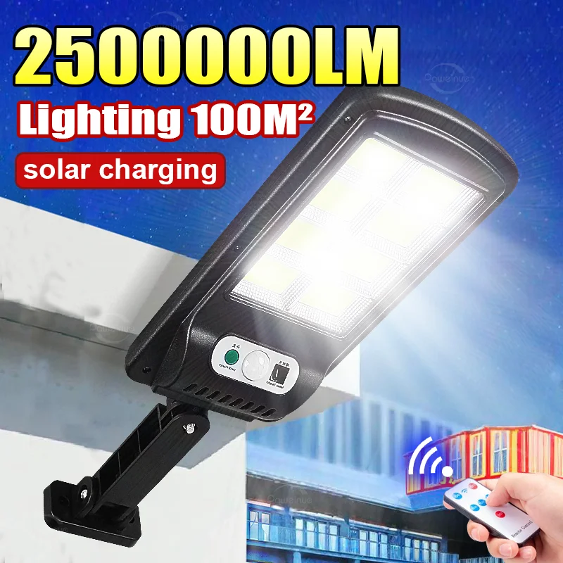 

250000LM Наружный солнечный светодиодный светильник Супер яркий солнечный светильник Открытый датчик движения Уличный фонарь Мощный светодиодный настенный светильник для сада и гаража