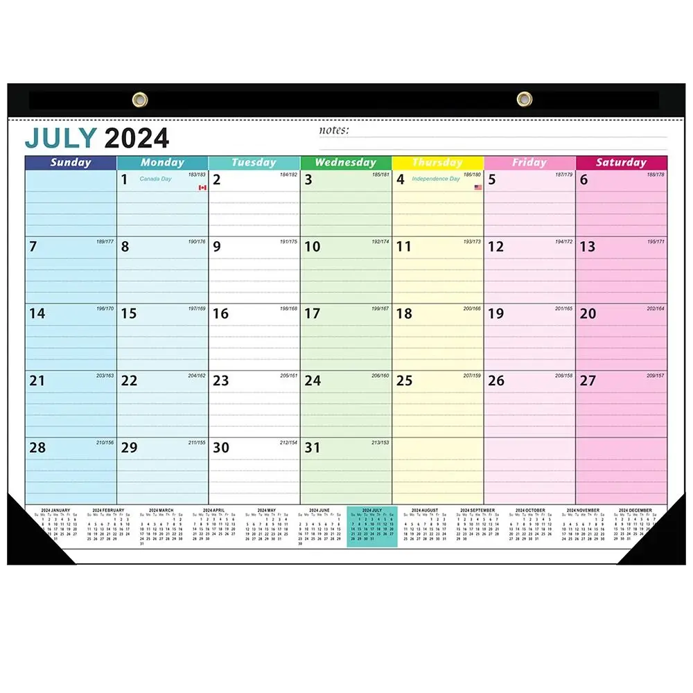

Gift Creative Wall Calendar Colorful with Hanging Hole English Calendar 18 Months Portable Agenda Planner Office Stationery