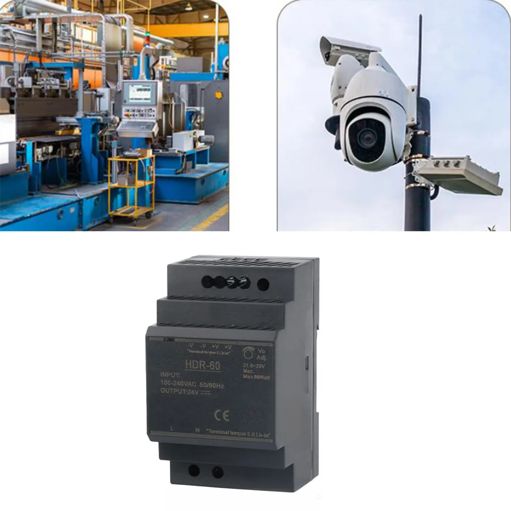 The HDR-60 DIN Rail Switching Power Supply Is Suitable For Industrial Equipment Flame-retardant PC Material 89 × 35 × 51.5 MM
